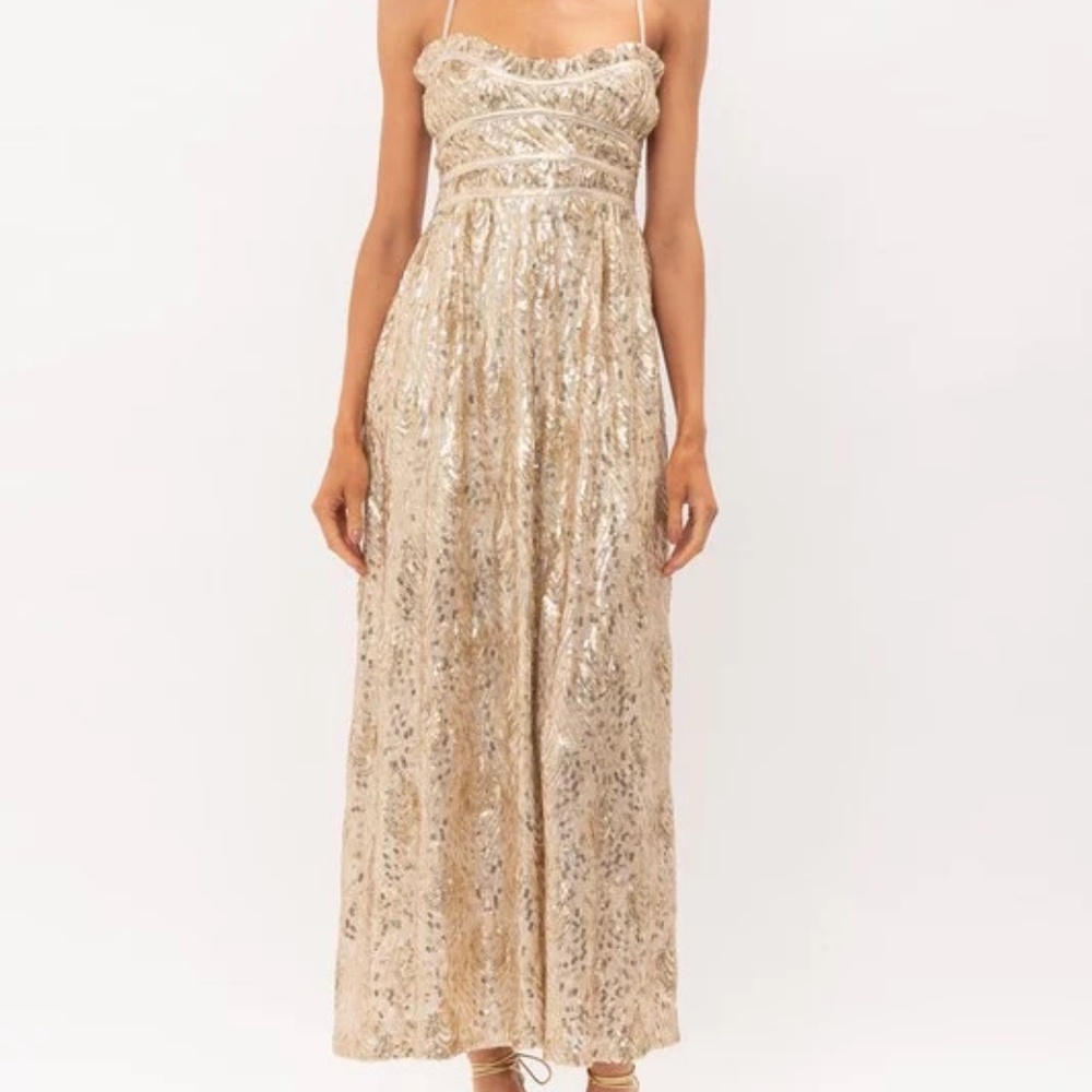 Bohme Gold Sequin Maxi Dress